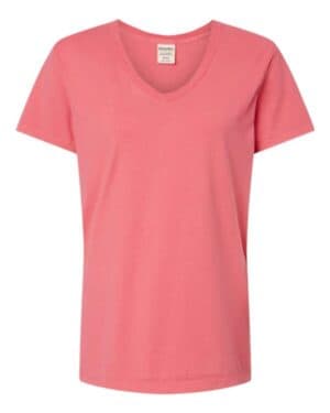 CORAL CRAZE Comfortwash by hanes GDH125 garment-dyed women's v-neck t-shirt