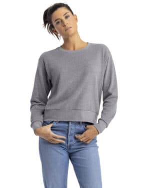 HEATHER GRAY Next level apparel 9084 ladies' laguna sueded sweatshirt