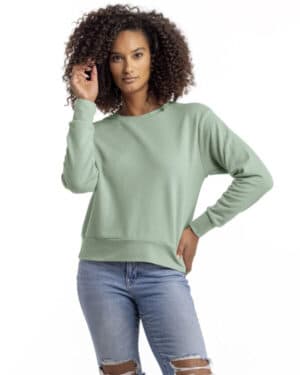 STONEWASH GREEN Next level apparel 9084 ladies' laguna sueded sweatshirt