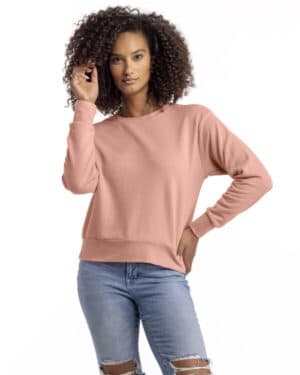 DESERT PINK Next level apparel 9084 ladies' laguna sueded sweatshirt