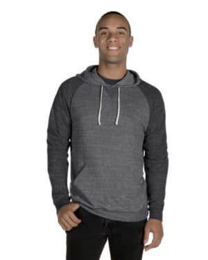 Jerzees 90MR adult snow heather raglan hooded sweatshirt