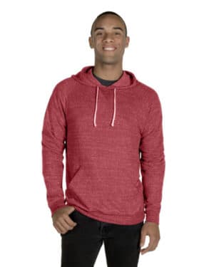 RED SNOW HEATHER Jerzees 90MR adult snow heather raglan hooded sweatshirt