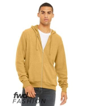 HEATHER MUSTARD 3339 fwd fashion unisex sueded fleece full-zip hoodie