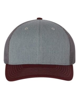 HEATHER GREY/ CHARCOAL/ MAROON Richardson 112 adjustable snapback trucker cap