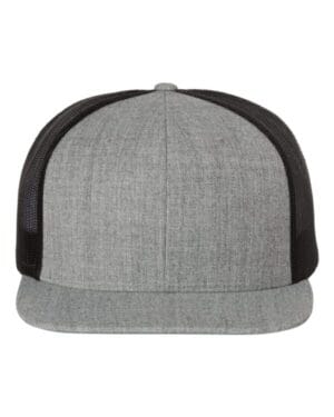 HEATHER GREY/ BLACK Richardson 511 wool blend flat bill trucker cap