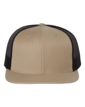 KHAKI/ BLACK Richardson 511 wool blend flat bill trucker cap