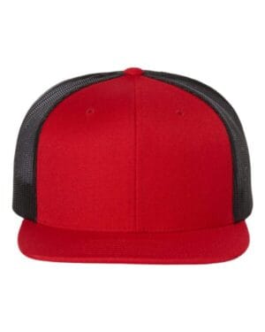 RED/ BLACK Richardson 511 wool blend flat bill trucker cap