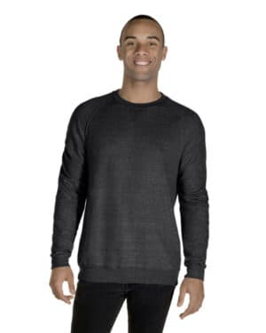 BLK INK SNOW HTH 91MR adult snow heather french terry crewneck sweatshirt