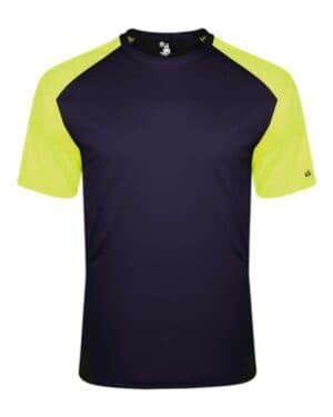 NAVY/ SAFETY YELLOW Badger 2230 youth breakout t-shirt
