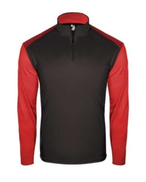 BLACK/ RED Badger 4231 breakout quarter-zip pullover