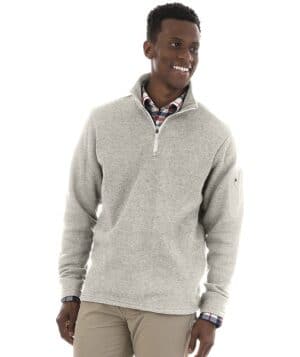 OATMEAL HEATHER Charles river 9312CR men's heathered fleece pullover