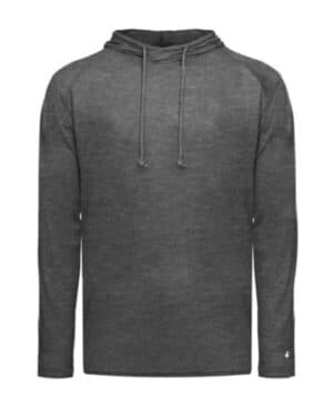 BLACK HEATHER 4905 tri-blend surplice hooded long sleeve t-shirt
