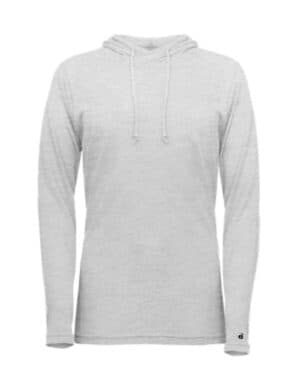 WHITE 4965 women's tri-blend surplice long sleeve hooded t-shirt
