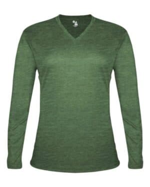 FOREST HEATHER Badger 4964 women's tri-blend long sleeve t-shirt
