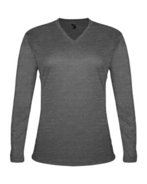 GRAPHITE HEATHER Badger 4964 women's tri-blend long sleeve t-shirt