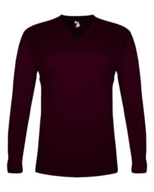 MAROON Badger 4964 women's tri-blend long sleeve t-shirt