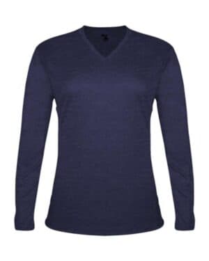 NAVY HEATHER Badger 4964 women's tri-blend long sleeve t-shirt