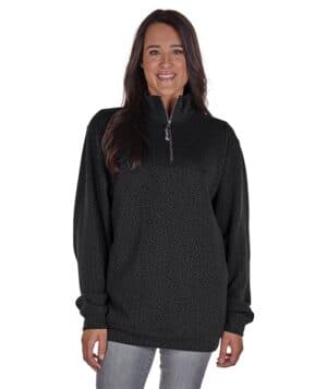 BLACK LEOPARD PRINT Charles river 9359PCR printed crosswind quarter zip sweatshirt