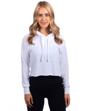 WHITE Next level apparel 9384 ladies' cropped pullover hooded sweatshirt