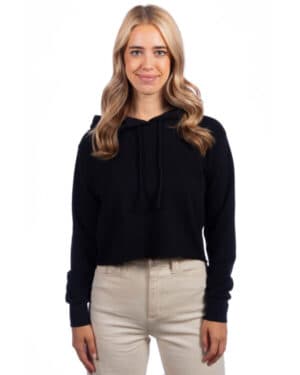 BLACK Next level apparel 9384 ladies' cropped pullover hooded sweatshirt