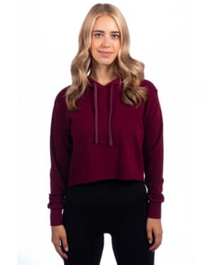 MAROON Next level apparel 9384 ladies' cropped pullover hooded sweatshirt