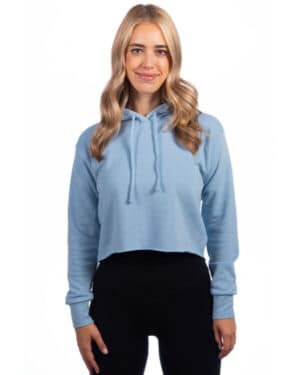 STONEWASH DENIM Next level apparel 9384 ladies' cropped pullover hooded sweatshirt