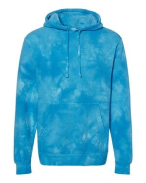 TIE DYE AQUA BLUE PRM4500TD unisex midweight tie-dyed hooded sweatshirt