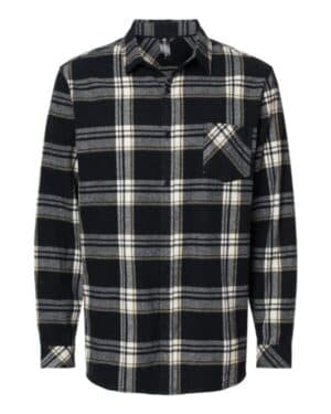 BLACK/ ECRU Burnside 8212 open pocket flannel shirt