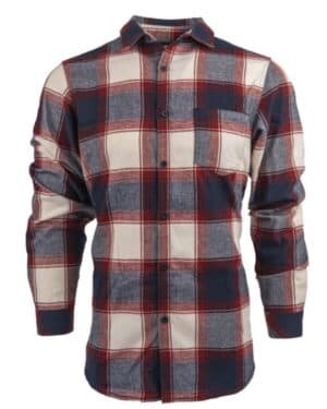 CRIMSON/ ECRU Burnside 8212 open pocket flannel shirt