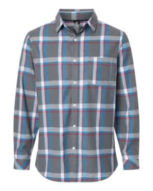 STEEL/ WHITE Burnside 8212 open pocket flannel shirt