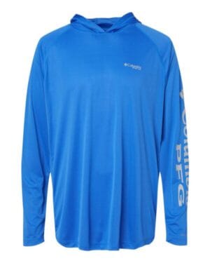 VIVID BLUE/ COOL GREY 153617 pfg terminal tackle hooded long sleeve t-shirt