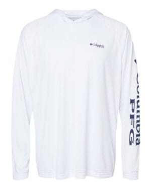 WHITE/ NIGHTSHADE 153617 pfg terminal tackle hooded long sleeve t-shirt