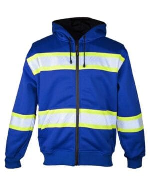 ROYAL BLUE/ LIME B310-313 ev series enhanced visibility full-zip hooded sweatshirt