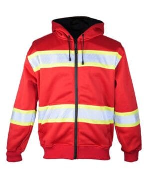 RED/ LIME B310-313 ev series enhanced visibility full-zip hooded sweatshirt