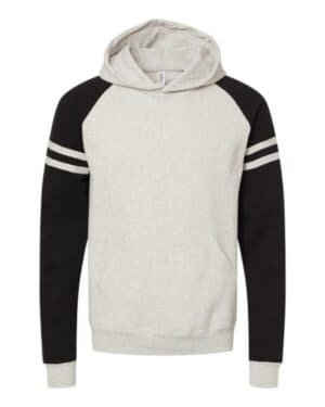 OATMEAL HEATHER/ BLACK INK 97CR nublend varsity colorblocked raglan hooded sweatshirt