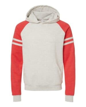 97CR nublend varsity colorblocked raglan hooded sweatshirt