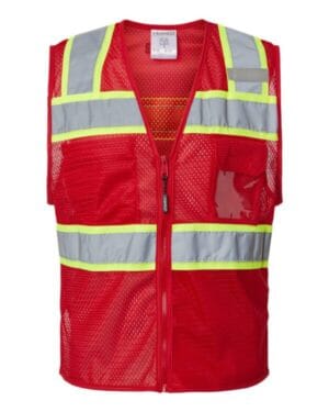 RED/ LIME - B153 B150-156 ev series enhanced visibility 3 pocket mesh vest