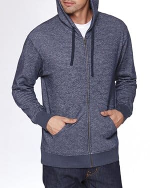 MIDNIGHT NAVY 9600 adult pacifica denim fleece full-zip hooded sweatshirt