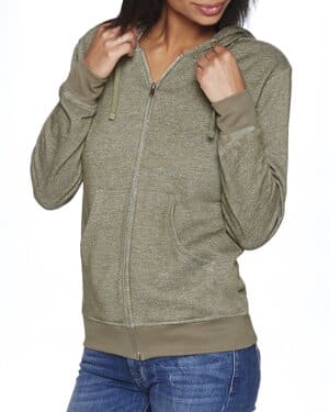 MILITARY GREEN 9600 adult pacifica denim fleece full-zip hooded sweatshirt