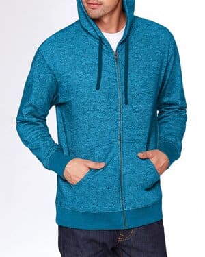 TURQUOISE 9600 adult pacifica denim fleece full-zip hooded sweatshirt