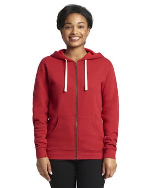 RED Next level apparel 9602 unisex santa cruz full-zip hooded sweatshirt