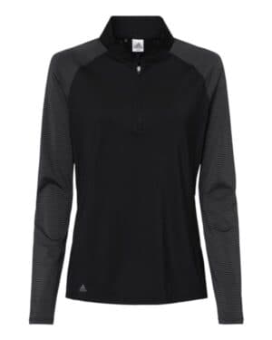 BLACK Adidas A521 women's stripe block quarter-zip pullover