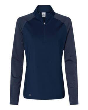 TEAM NAVY BLUE Adidas A521 women's stripe block quarter-zip pullover