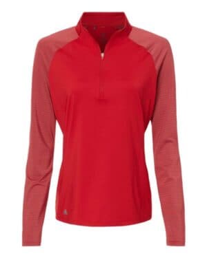TEAM POWER RED Adidas A521 women's stripe block quarter-zip pullover