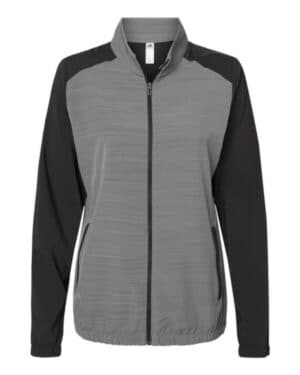 BLACK/ BLACK HEATHER Adidas A547 women's heather block full-zip wind jacket