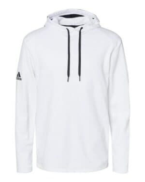 WHITE Adidas A530 textured mixed media hooded sweatshirt