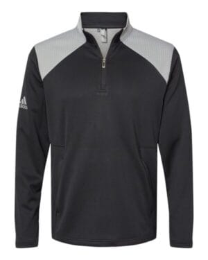 BLACK/ GREY THREE Adidas A532 textured mixed media quarter-zip pullover