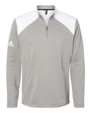 GREY THREE/ WHITE Adidas A532 textured mixed media quarter-zip pullover