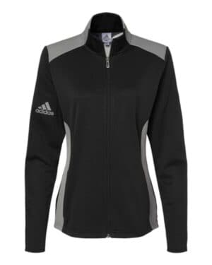 BLACK/ GREY THREE Adidas A529 women's textured mixed media full-zip jacket