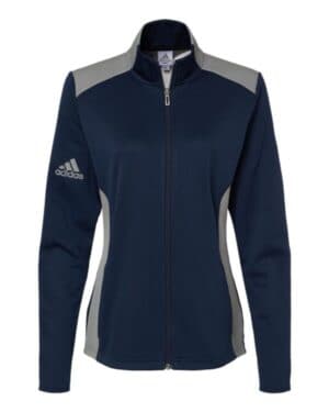 COLLEGIATE NAVY/ GREY THREE Adidas A529 women's textured mixed media full-zip jacket